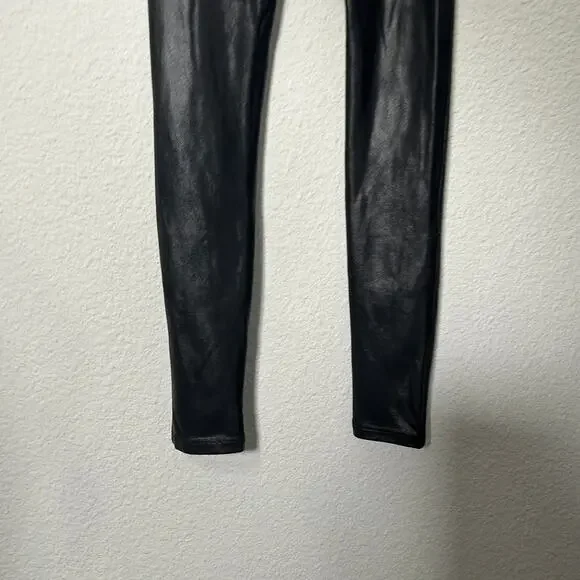 Spanx Women's Faux Leather Leggings Black Shaping Contour Waistband Size XS